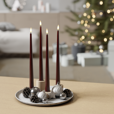Bourgogne Ljus Med Lack Paket 4 st 28 cm